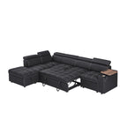 Black Sectional Sofa with Storage Ottoman for Comfortable Living.