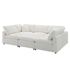 130' Modular Sofa Bed - Convertible 6 Seat Sectional shown in bed configuration, highlighting its versatility and comfort for small spaces.