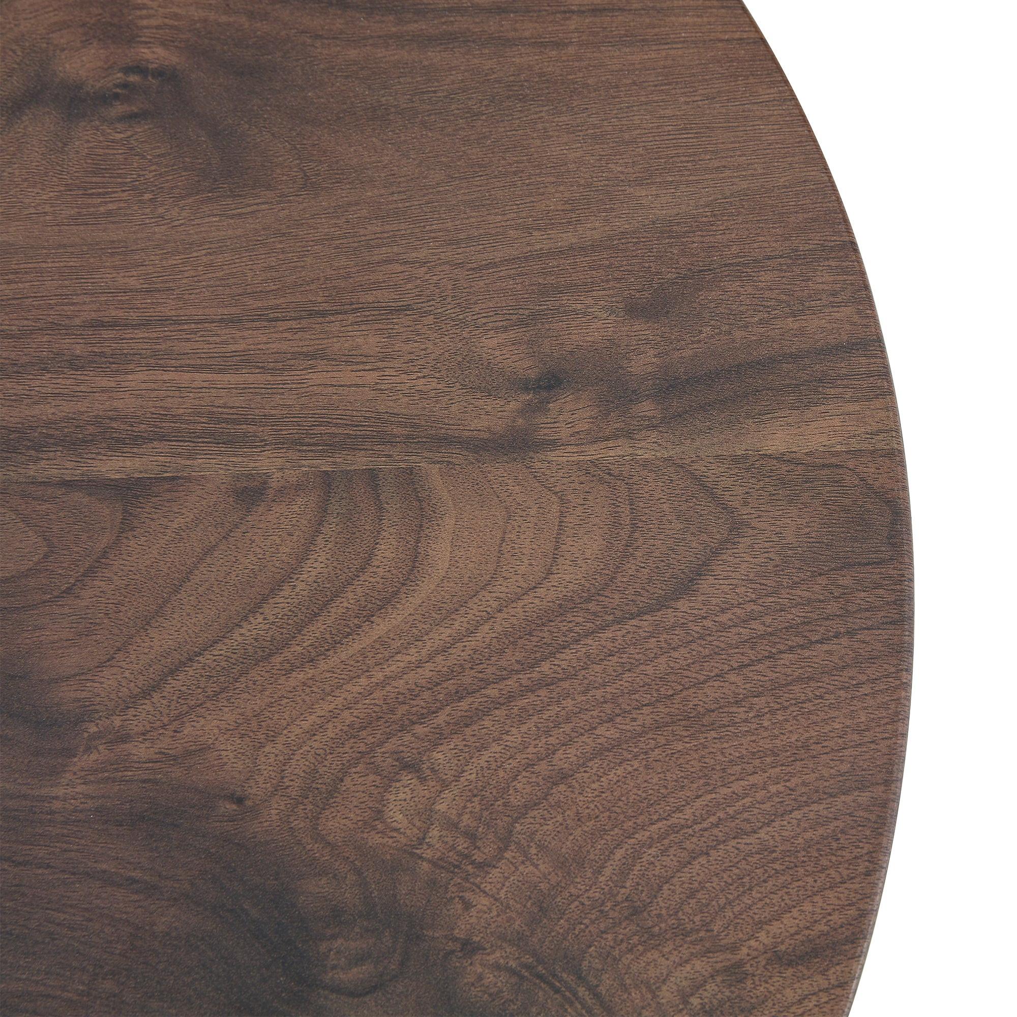 Walnut Wood Coffee Table with 23.6-Inch Diameter.