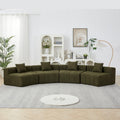 Chenille Curved Sectional Sofa with 4 Pillows for Living Room.