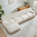Beige Velvet Chesterfield Sofa for Living Rooms & Bedrooms.