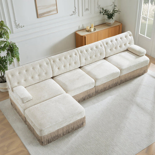 Beige Velvet Chesterfield Sofa for Living Rooms & Bedrooms.