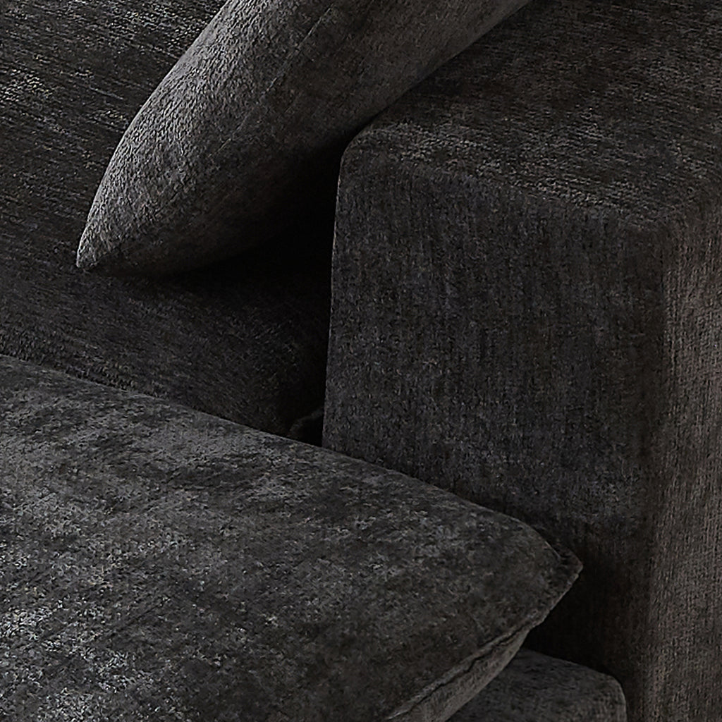 Close-up of armrest and cushion corner on the Chenille Cloud Sofa - Modern Comfort, highlighting plush texture and modern design.
