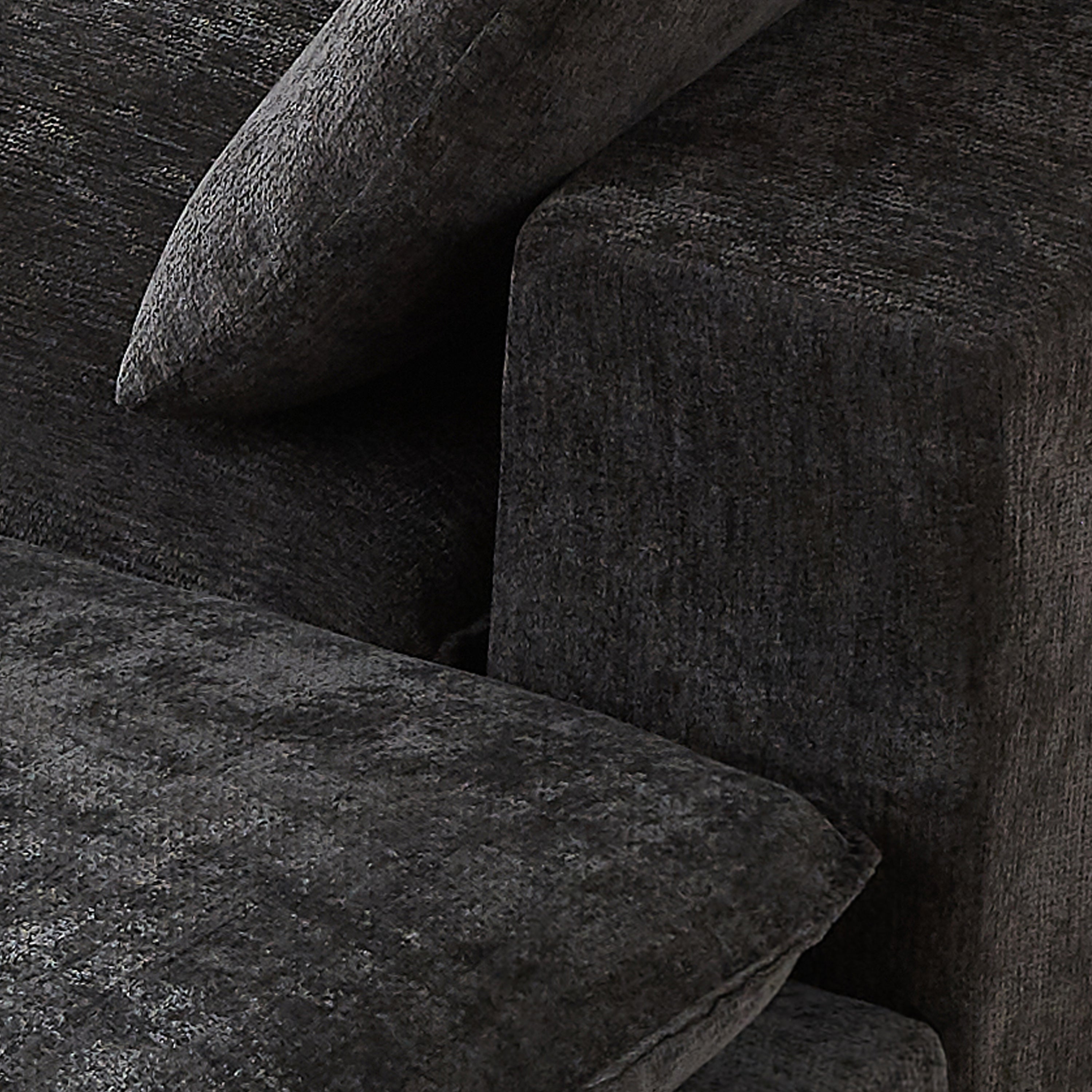 Close-up of armrest and cushion corner on the Chenille Cloud Sofa - Modern Comfort, highlighting plush texture and modern design.