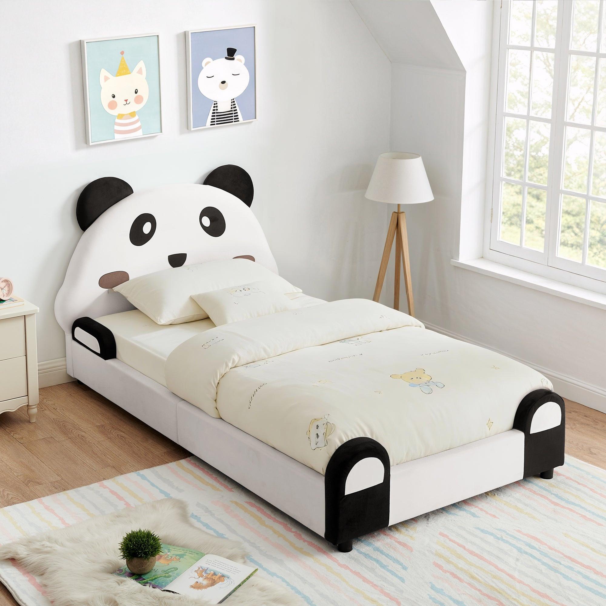 Twin Size Panda Kids Bed with Soft Padded Edges.