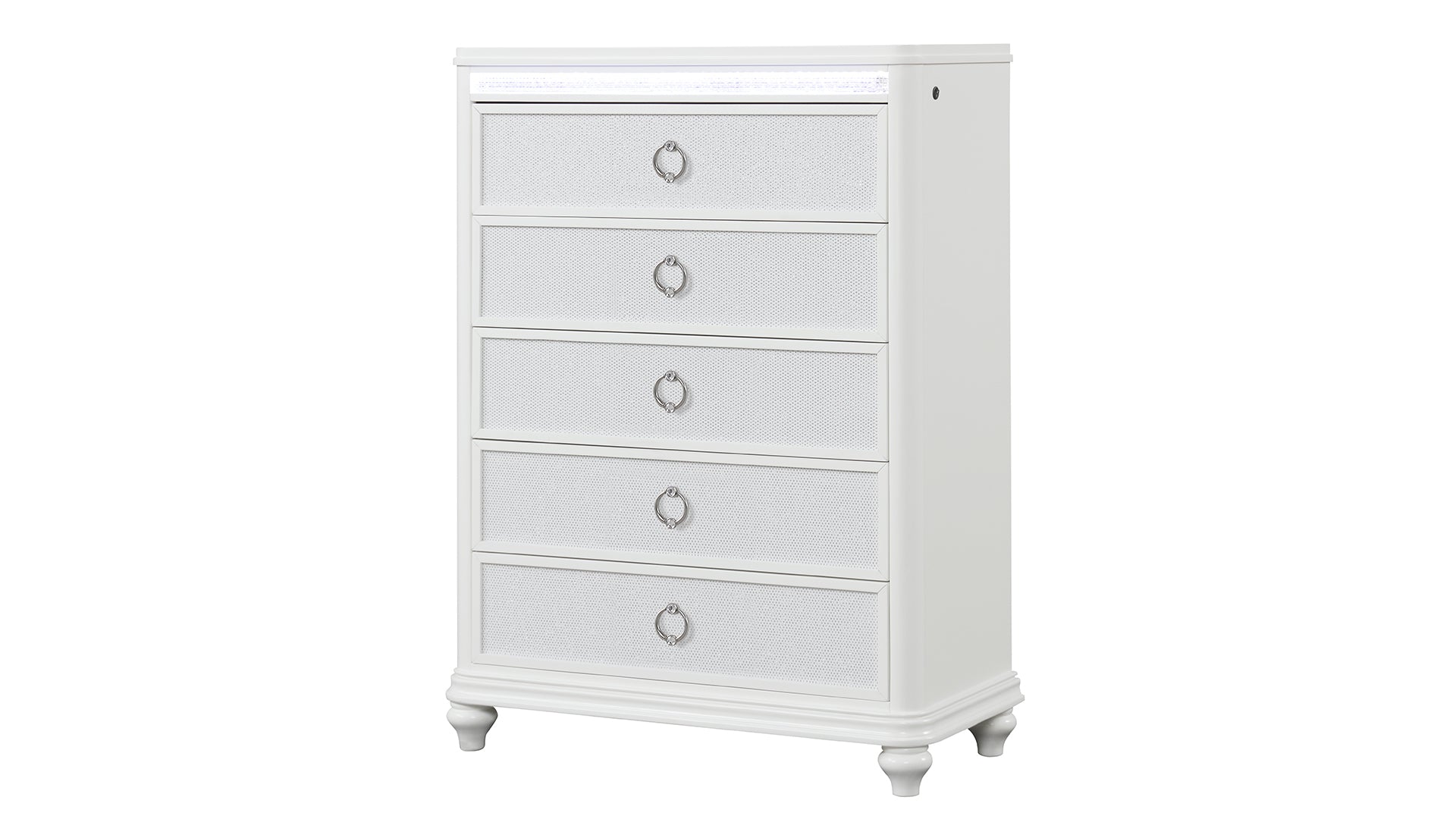 Abigale Modern 5-Drawer Wood Storage Chest with LED in White