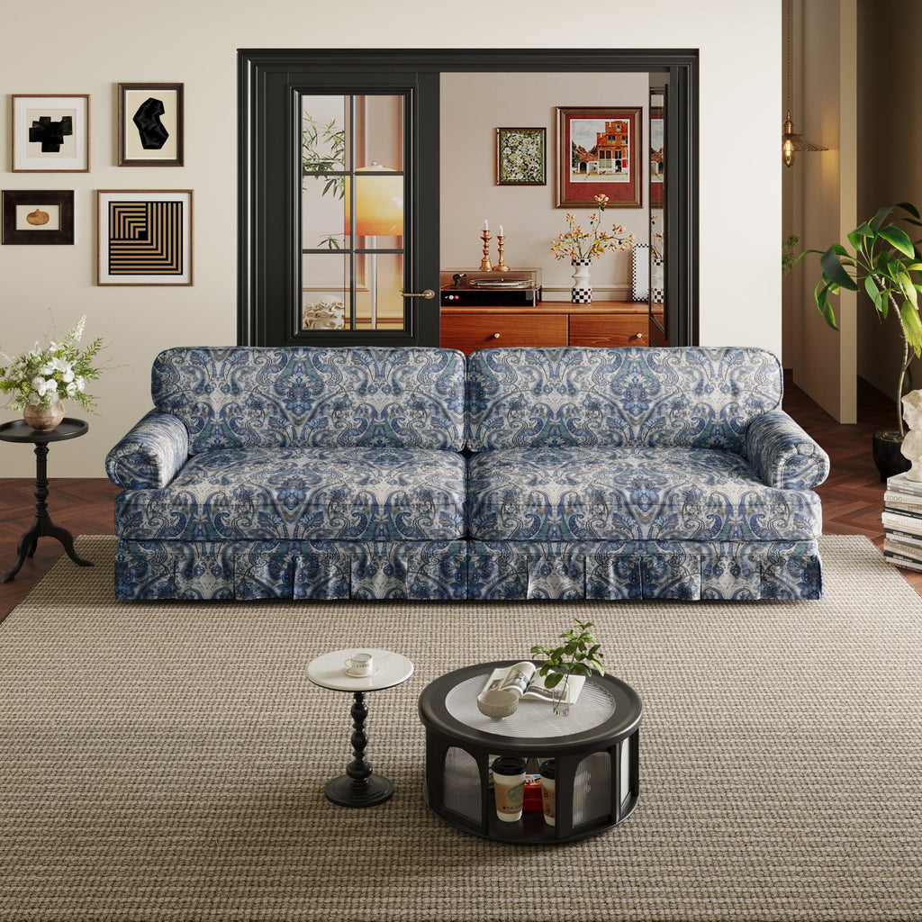 Luxuriously Comfortable Cloud Couch Blue Floral Sofa.