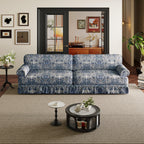 Luxuriously Comfortable Cloud Couch Blue Floral Sofa.