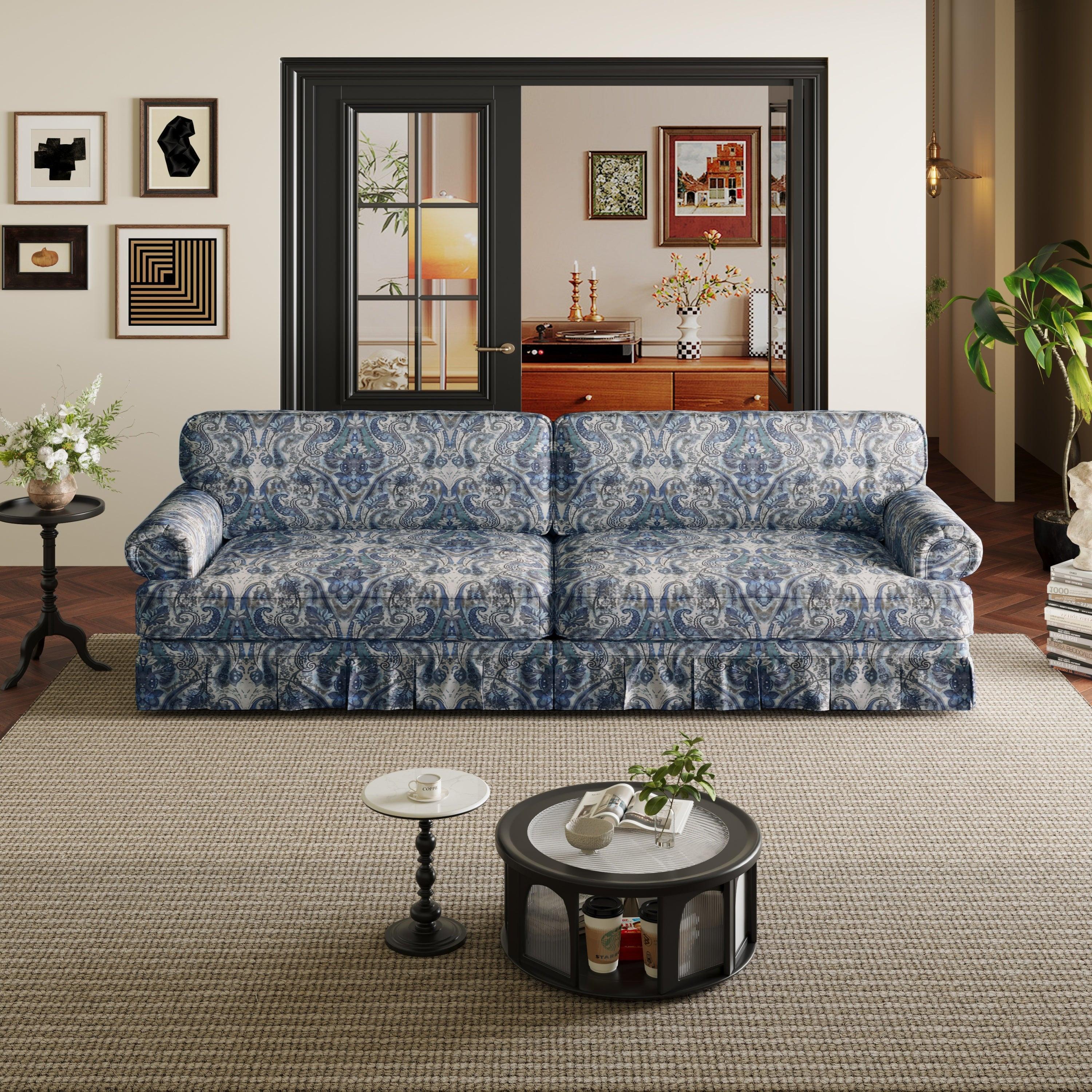 Luxuriously Comfortable Cloud Couch Blue Floral Sofa.