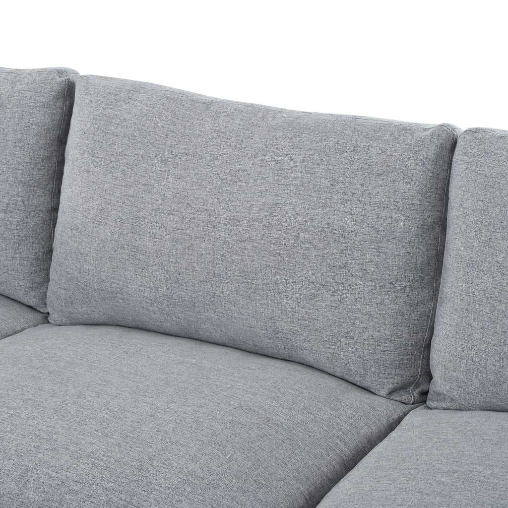 Back cushion detail of 130' U-Shaped Sectional Sofa - Large & Versatile, emphasizing plush support and textured chenille upholstery.