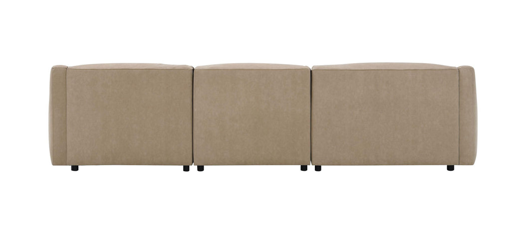 Veata Suede Sectional Sofa in Light Brown.