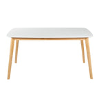 Mid-Century Modern Dining Set: Rubberwood Table & 4 Chairs.