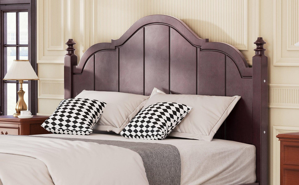 Vintage Queen Bed Frame with Headboard and Slats Support.