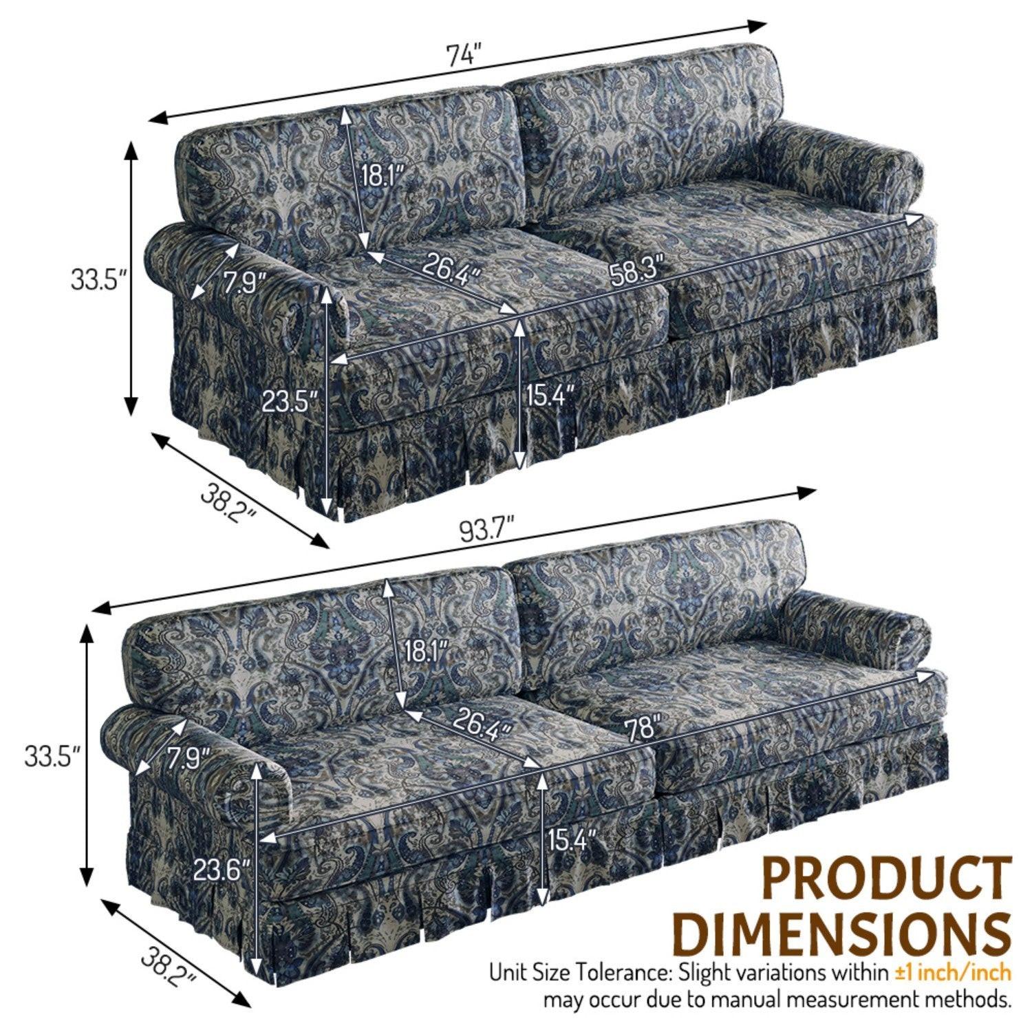 Luxuriously Comfortable Cloud Couch Blue Floral Sofa.