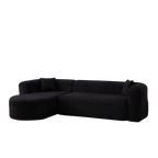 Modular Sectional Sofa with Curved Back & Chenille Fabric.
