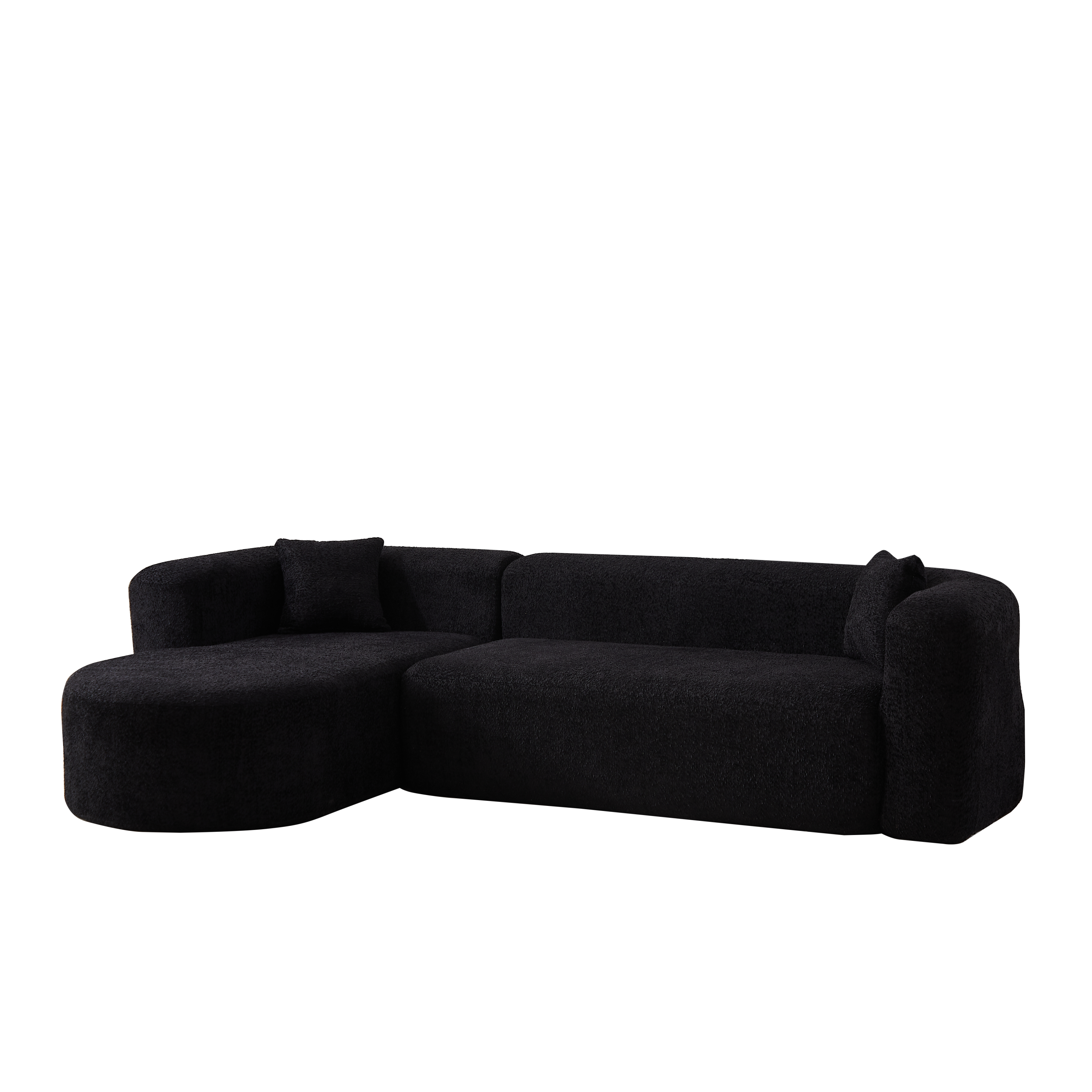 Modular Sectional Sofa with Curved Back & Chenille Fabric.