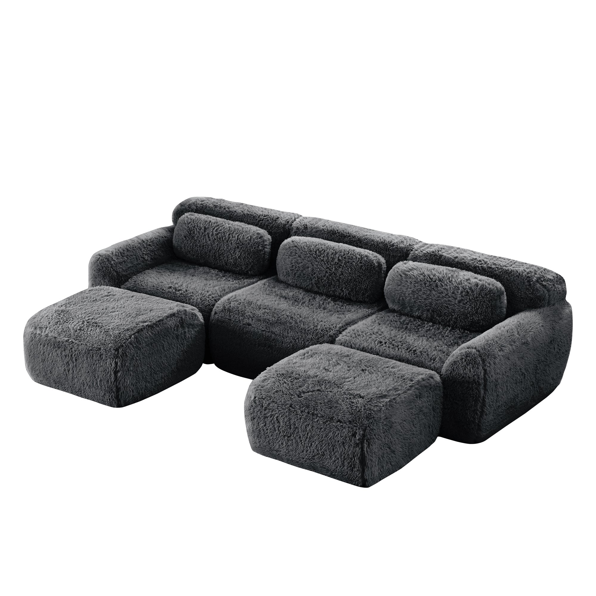 Modular Sofa Dark Grey - Boneless Design with flexible configuration. Plush, anti-slip fabric perfect for home theaters or lounges.