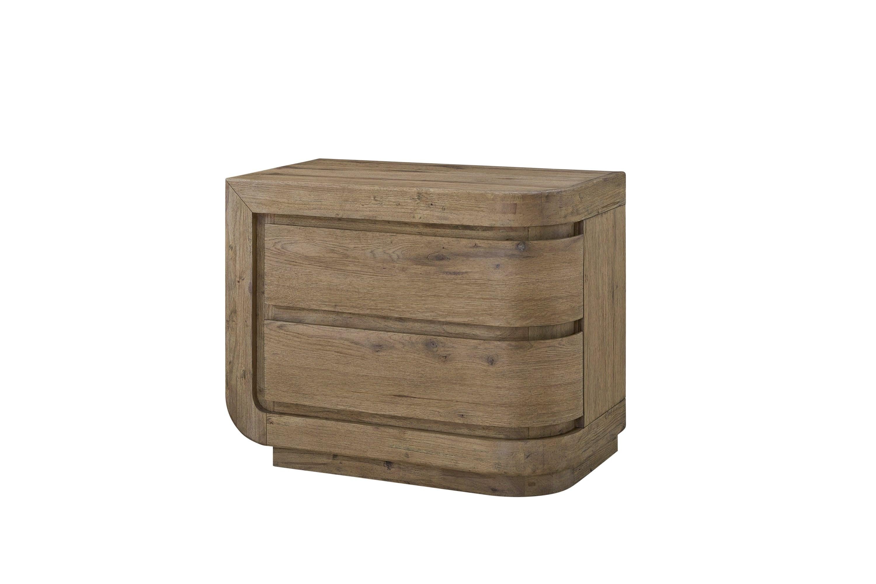 Left Nightstand Oak with USB Charging and Storage.