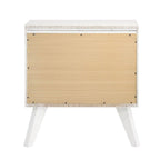 Modern White Nightstand with Angled Legs and 2 Drawers.