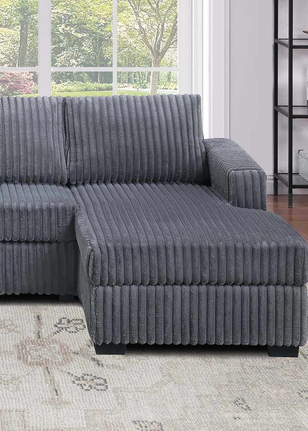 Dark Gray U-Shaped Sectional Set for Comfortable Living Space.