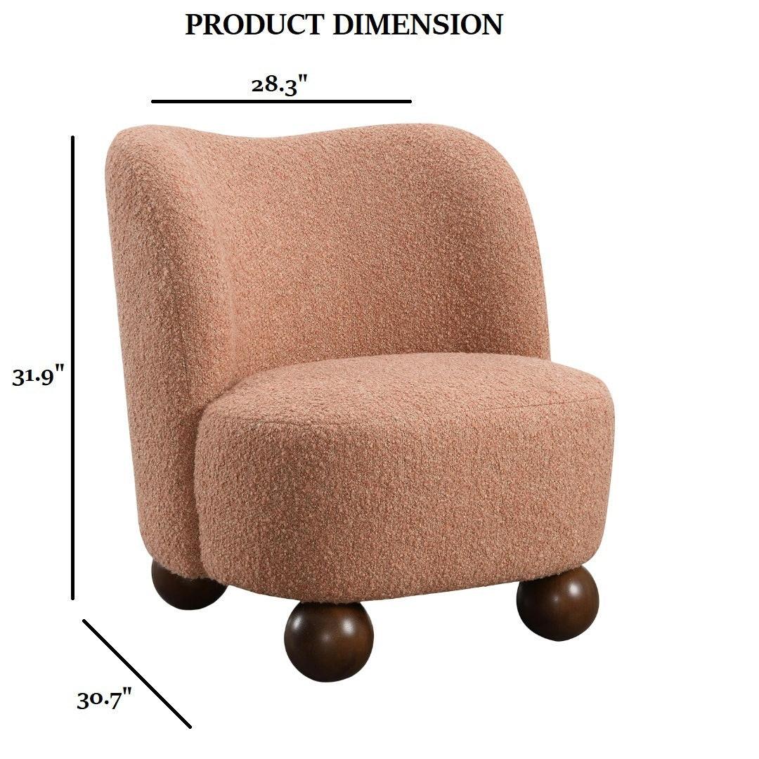 Pink Accent Chair for Living Room - Curved Back Boucle.