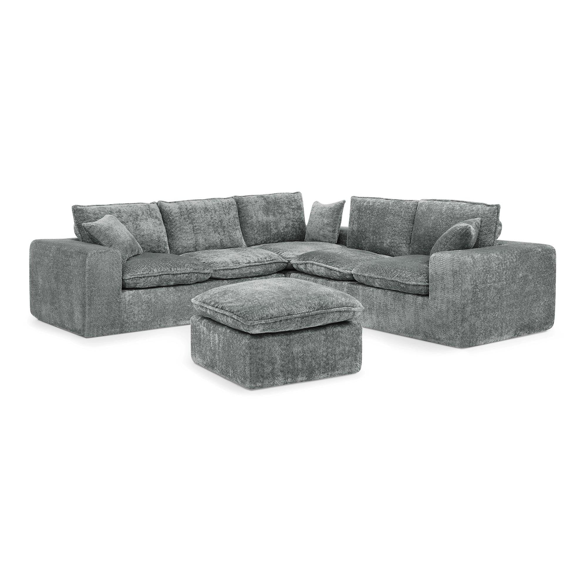 107'' Modern Boucle Sectional Sofa with Moveable Ottoman.