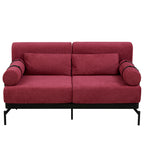 Modern Loveseat Sofa 59' Sofa Couch 2-Seater with USB Ports, Unique Cylindrical Armrests, Red Chenille