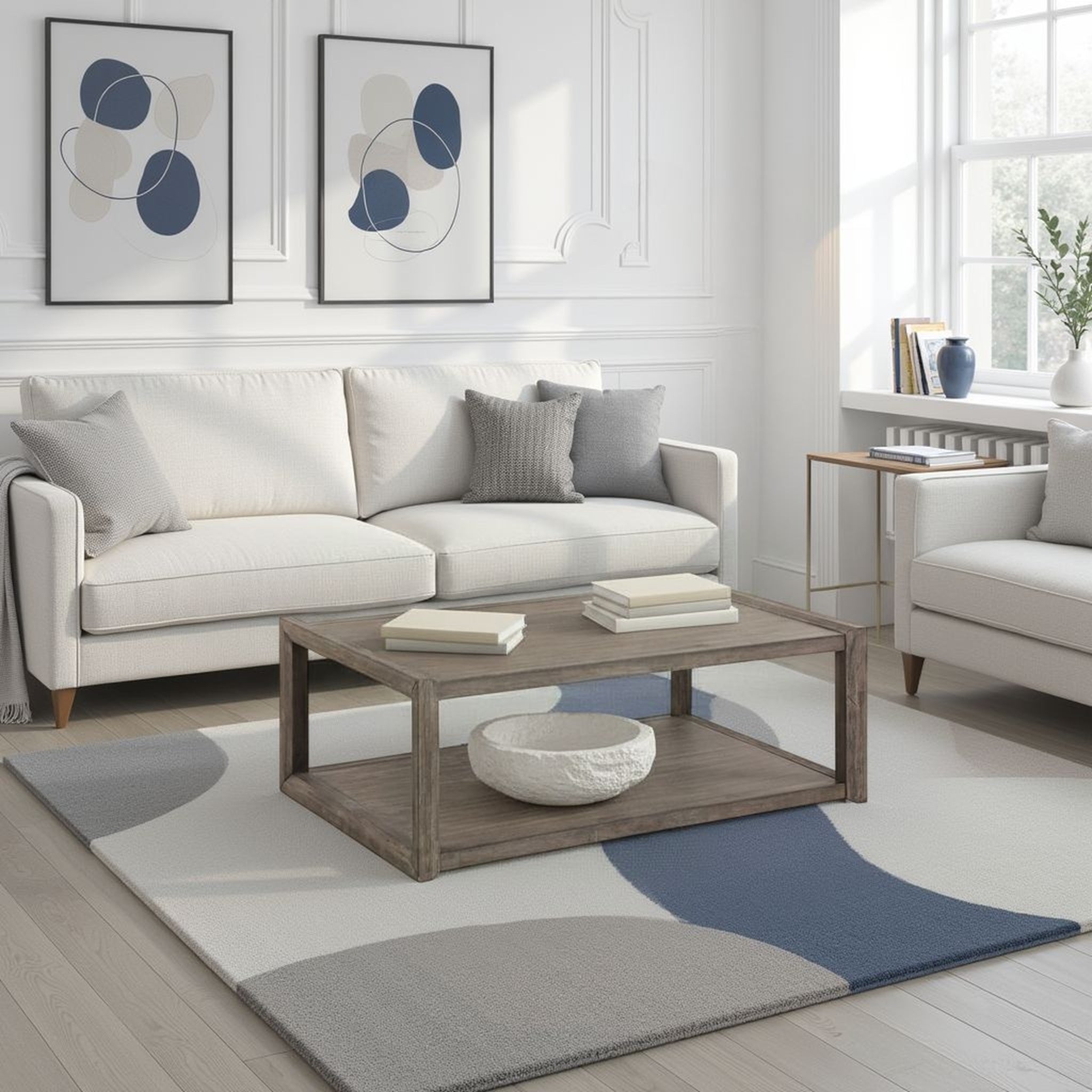 Avana 50-Inch Rectangular Wood Coffee Table in Smoky Greige Finish