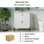 White Bathroom Vanity with Ceramic Sink - 30 Inch Design.