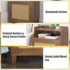 Farmhouse Nightstand with Charging Station and Storage.