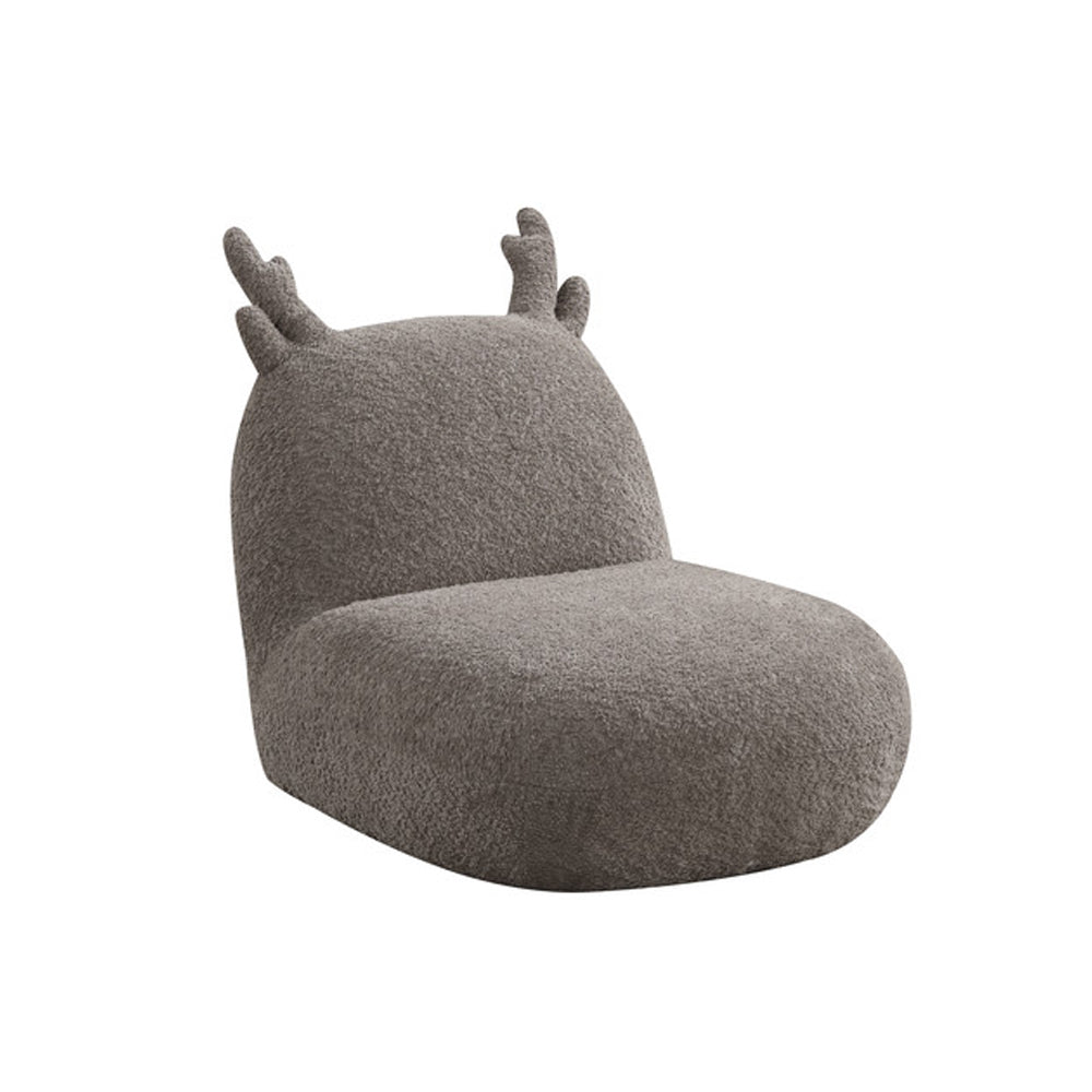 Chenille Deer Shaped Kids Chair in brown with antler-shaped backrest, perfect for playful children's room seating.