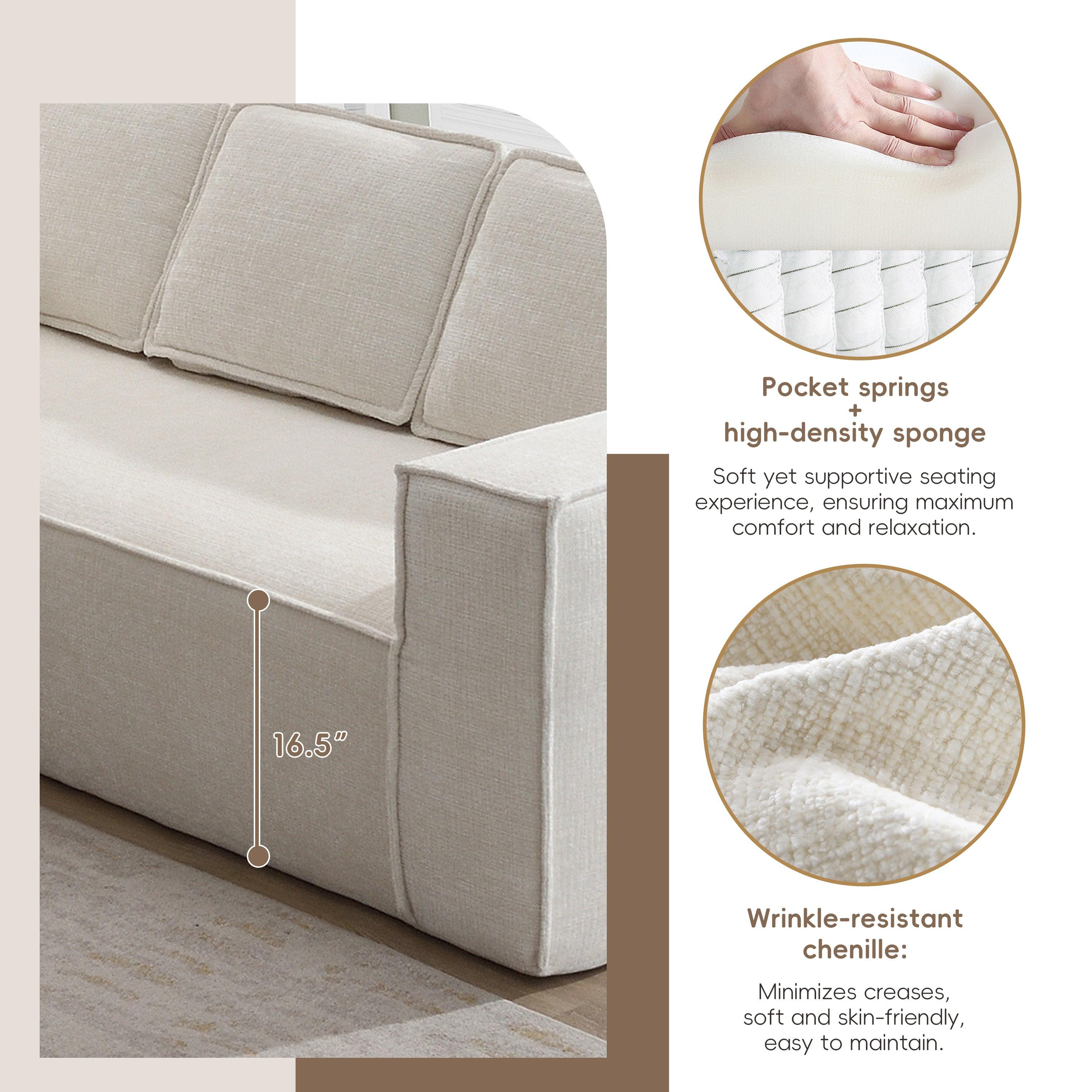 Minimalist Modular Sectional Sofa with Wrinkle-Resistant Fabric.