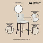 Blair Wood Upholstered Barstool in White.