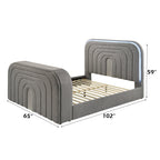 Gray Teddy Sherpa Queen Bed with LED & Bluetooth.