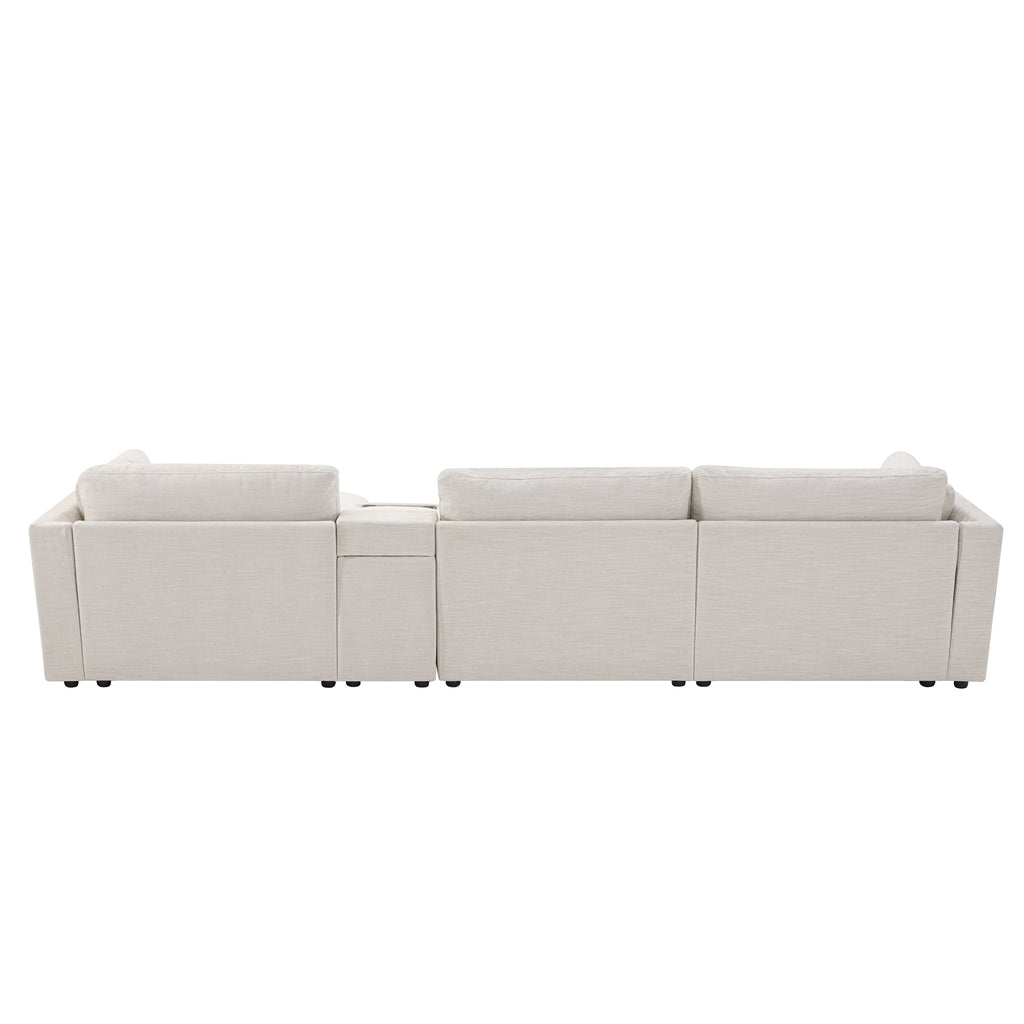 Back view of L-Shaped sectional sofa with clean lines and modular design, emphasizing its sleek and modern construction.