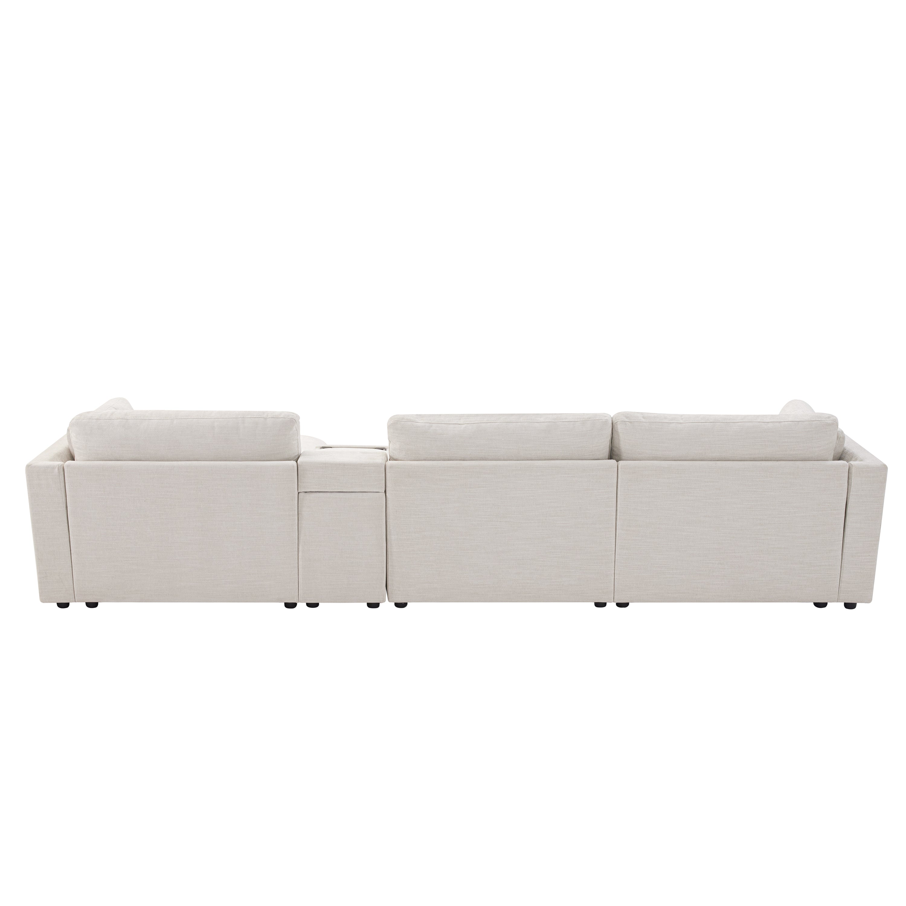 Back view of L-Shaped sectional sofa with clean lines and modular design, emphasizing its sleek and modern construction.