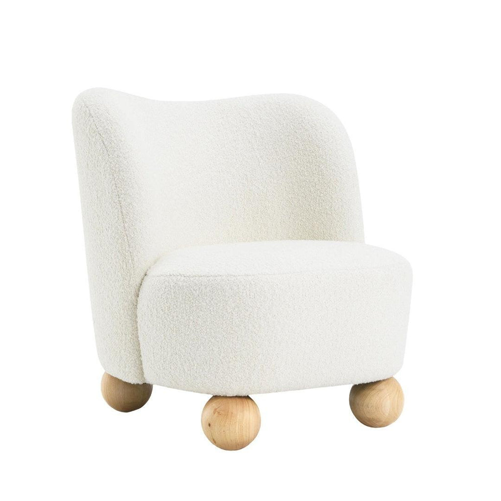 Boucle Upholstered Accent Chair with Curved Back.