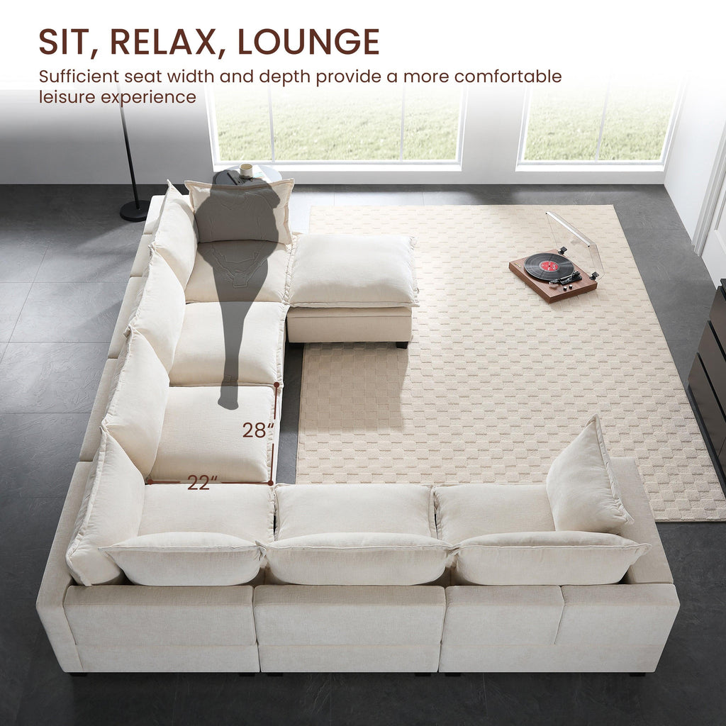 117.5'' Modular Sectional Sofa with Movable Storage Ottoman.