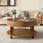 Coffee Table with Dual Storage for Living Room, 31.5' Modern Round Coffee Table with Storage and Hidden Compartment, Adjustable Leveling Feet, Easy Assembly (Walnut).