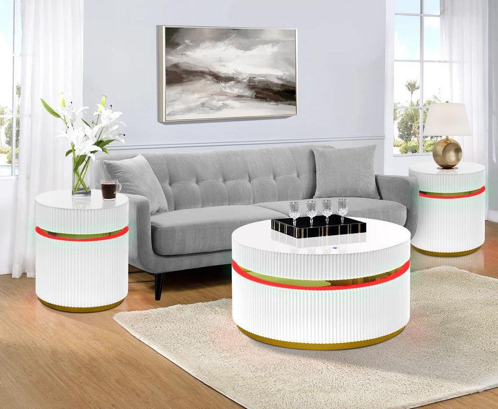 Tivoli 3-Piece LED Coffee Table Set with Glass Top.