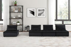 Aveline Black Velvet 4-Seater Modular Sofa.