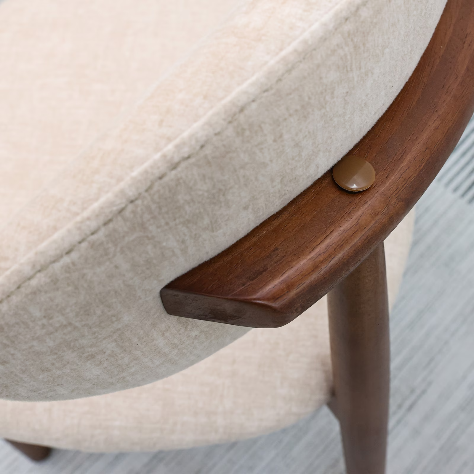 Camel Flannelette Dining Chair Set with Walnut Legs
