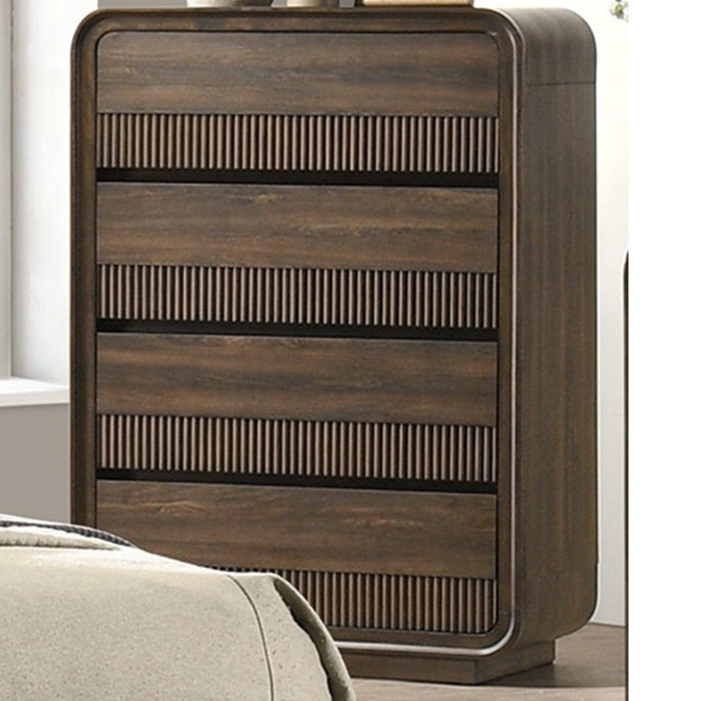 Mid-century Wooden Chest Storage with Five Drawers.