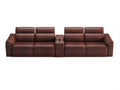 5-Piece Modular Leather Sofa - Dark Brown Comfort.