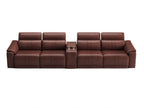 5-Piece Modular Leather Sofa - Dark Brown Comfort.