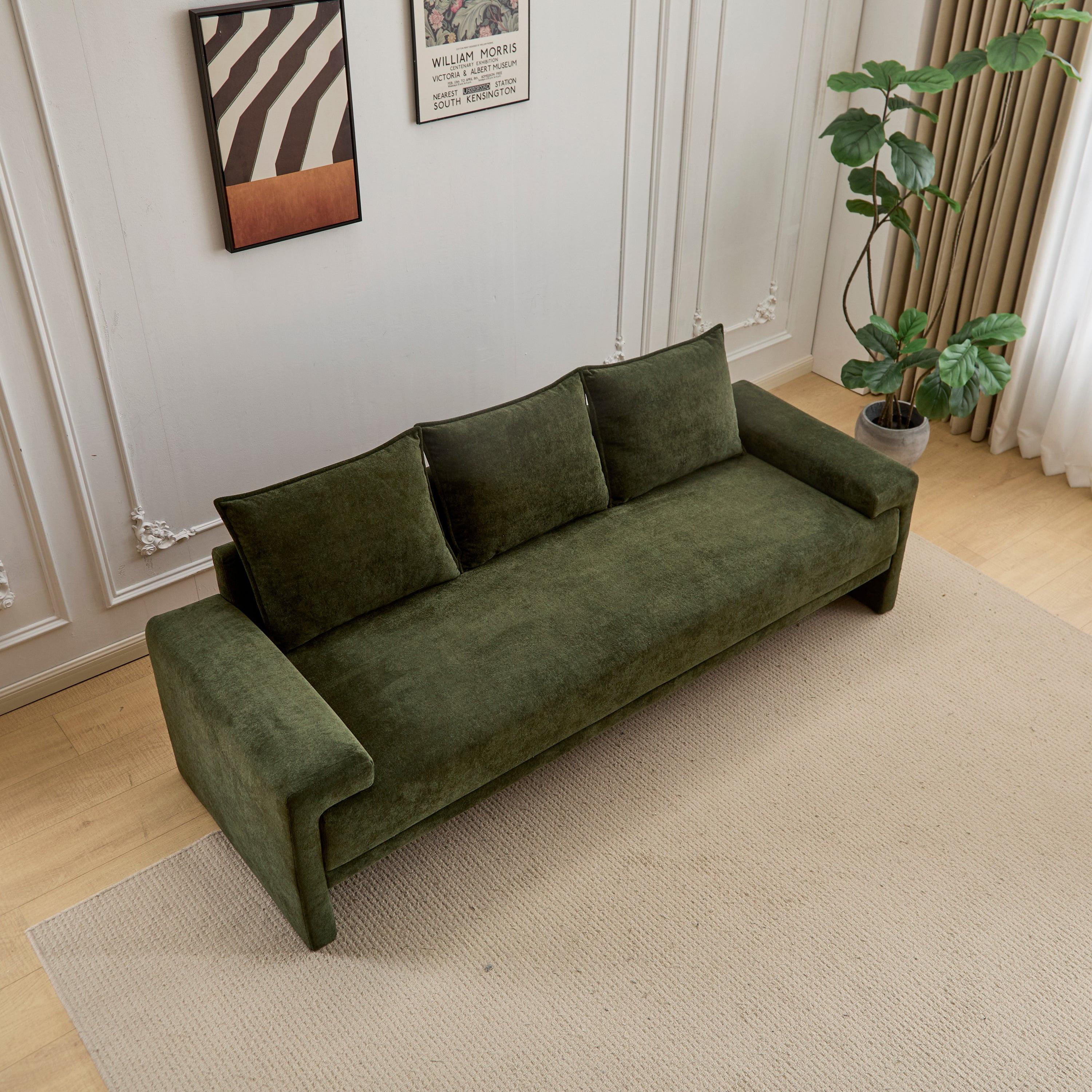 Algora 84.5 in. Modern Velvet Sofa - Moss Green.