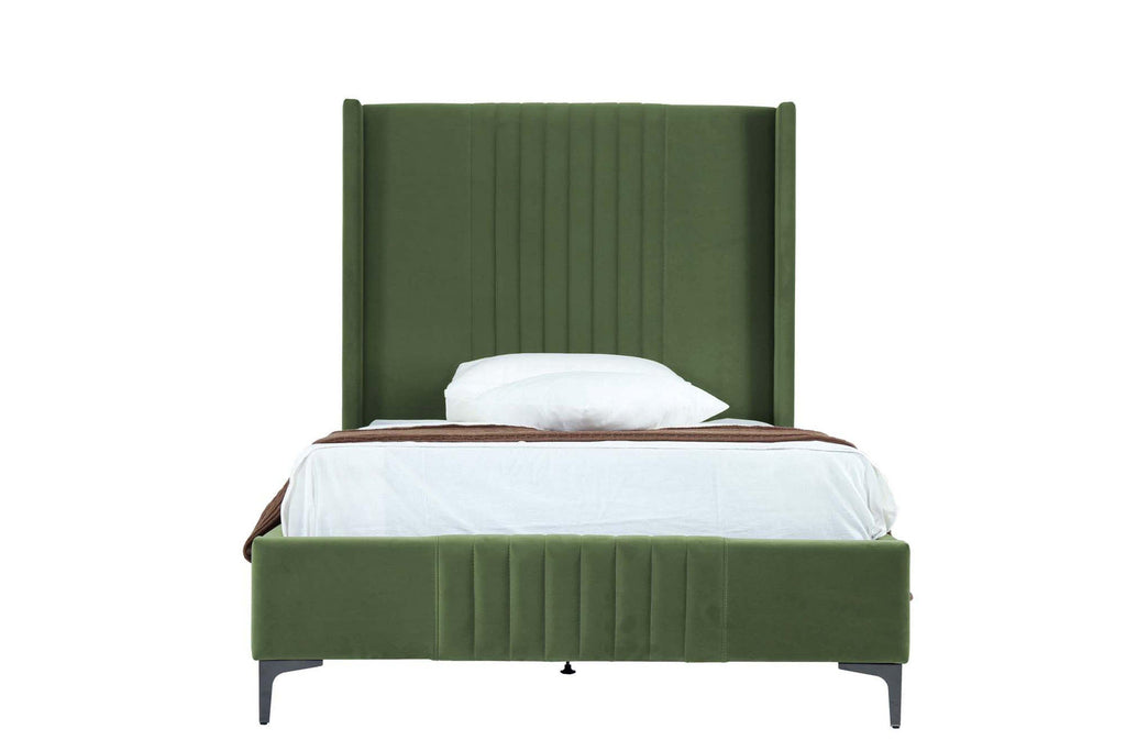 Promenade Upholstered Velvet 48' Bed in Moss Green.
