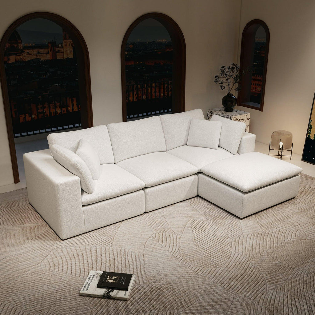 Modular Sectional Sofa - White Plush Corduroy.