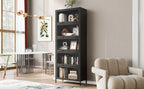 Iron Display Cabinet with Glass Doors - 5-Tier Bookcase.