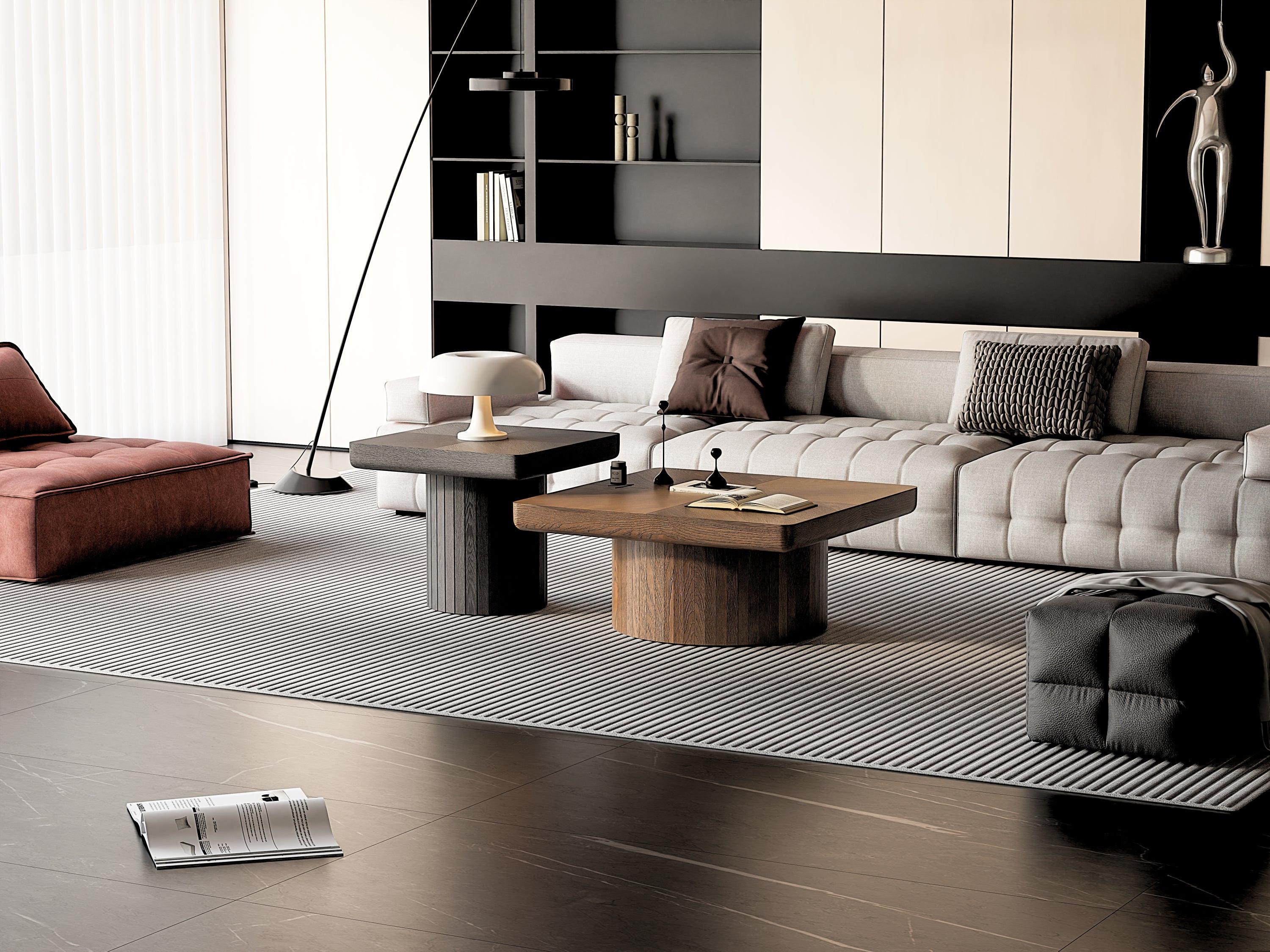 Wood Nesting Coffee Table Set for Versatile Living Room Use.